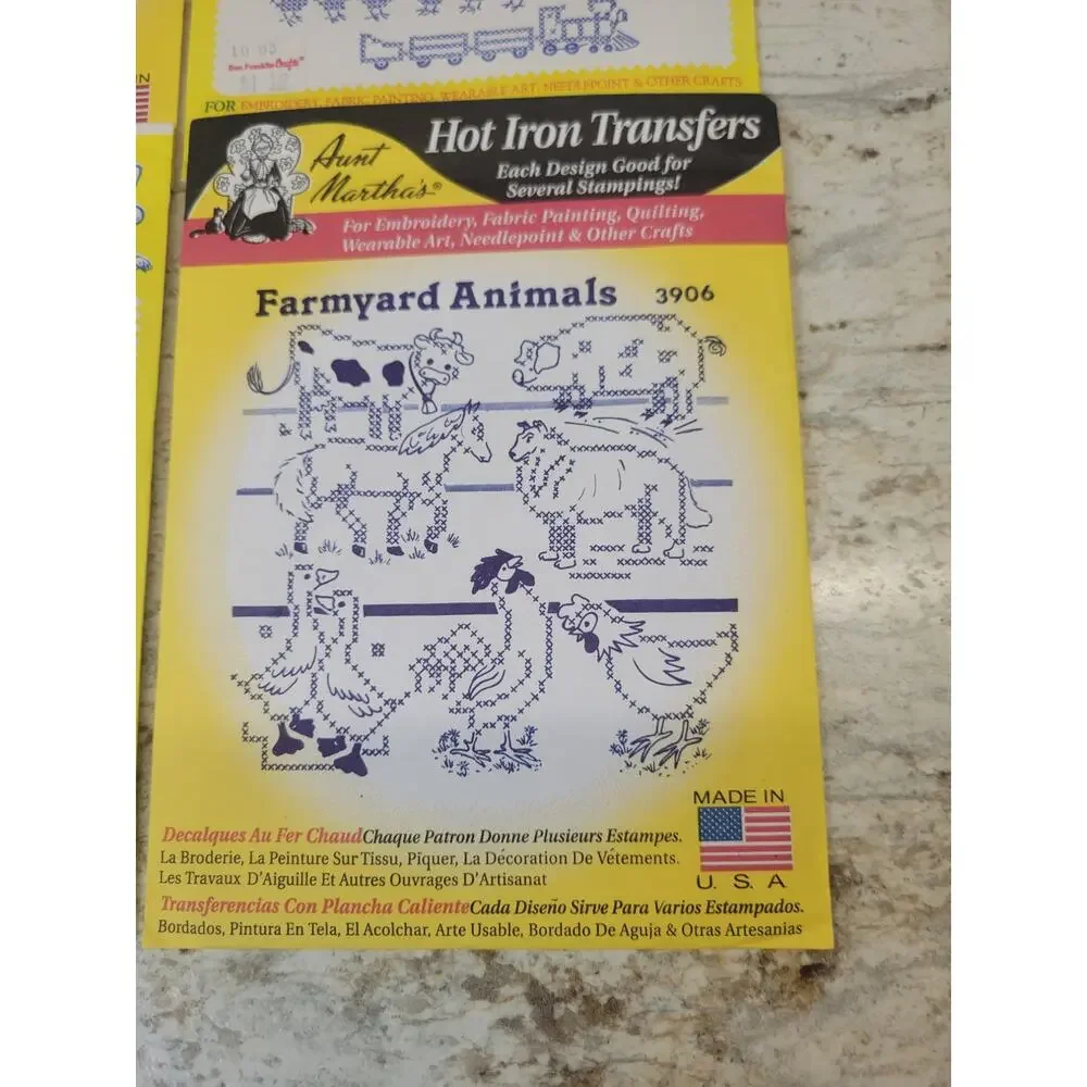 Vtg Aunt Martha Hot Iron Transfers Lot 4 Embroidery Patterns Country Farm Decor